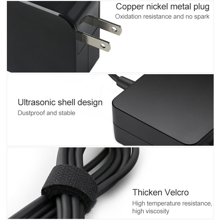 อะแดปเตอร์แปลงไฟ USB-C / Type-C 45W ที่ชาร์จแบบพกพาสำหรับแล็ปท็อปที่มีสายชาร์จ Type-C ปลั๊ก US, 45W US Plug /Black