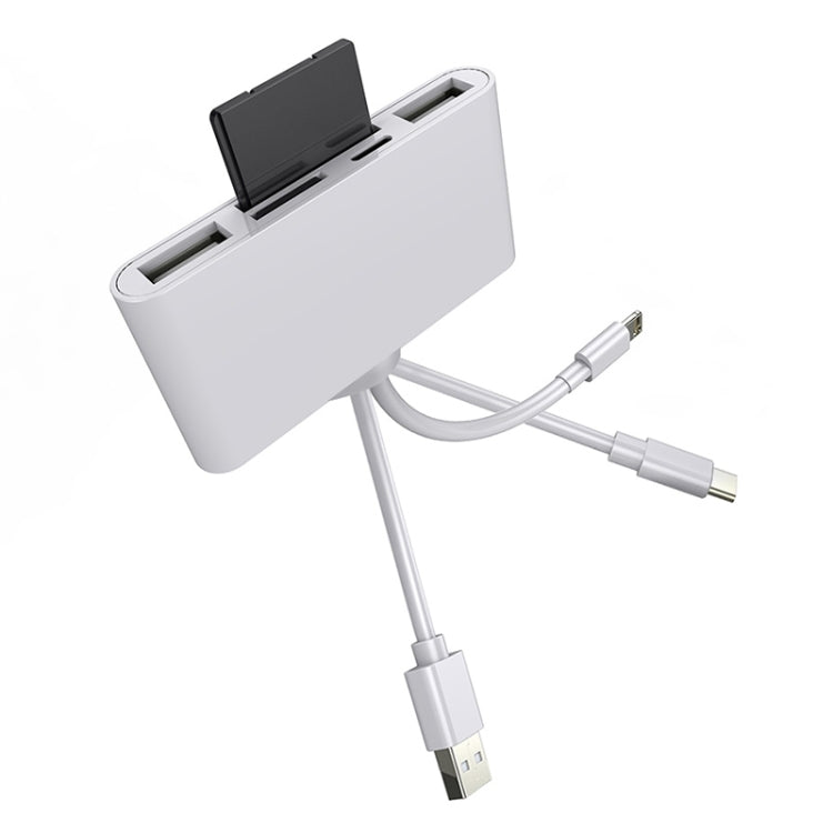 NK-1032 Pro 5 in 1 8 Pin + Type-C / USB-C + USB + การ์ด TF + การ์ด SD อะแดปเตอร์เครื่องอ่านกล้องมัลติฟังก์ชั่น, 5 in 1