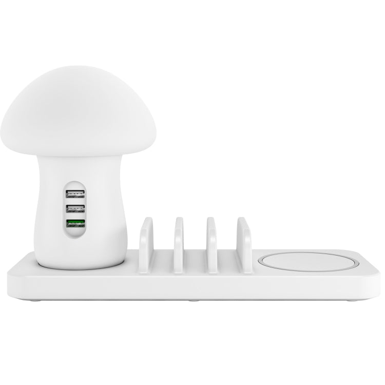 HQ-UD12 Universal 4 in 1 40W QC3.0 3 พอร์ต USB + ที่ชาร์จไร้สาย สถานีชาร์จโทรศัพท์มือถือพร้อมไฟ LED รูปทรงเห็ด ความยาว: 1.2 ม. ปลั๊ก EU