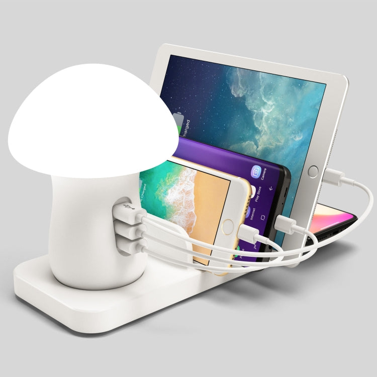 HQ-UD12 Universal 4 in 1 40W QC3.0 3 พอร์ต USB + ที่ชาร์จไร้สาย สถานีชาร์จโทรศัพท์มือถือพร้อมไฟ LED รูปทรงเห็ด ความยาว: 1.2 ม. ปลั๊ก EU