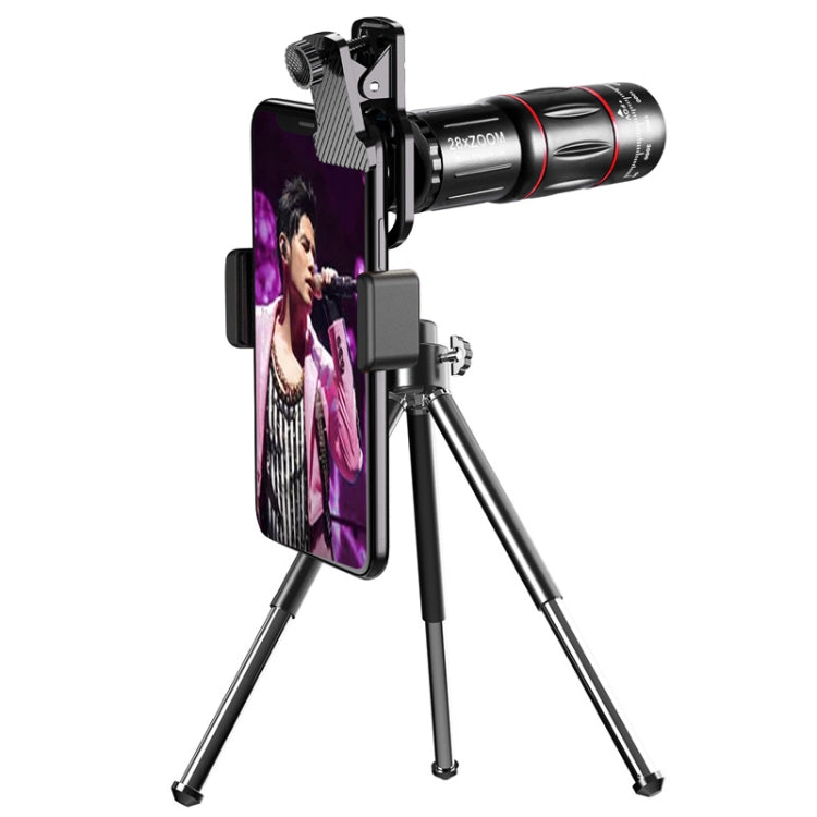 W28-QK โทรศัพท์มือถือ Universal Lens Telescope 28X ชุดกระเป๋าใหญ่, Big Pocket