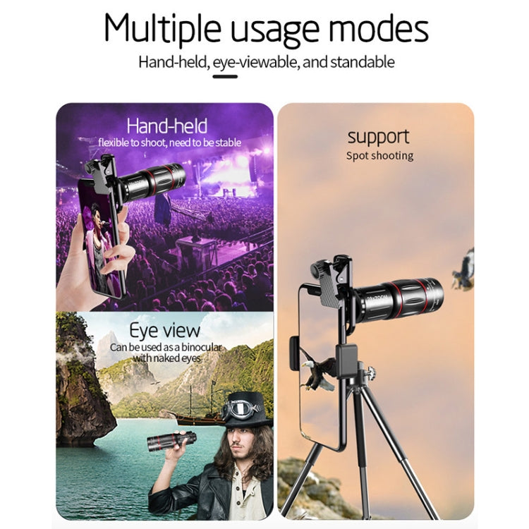 W28-QK โทรศัพท์มือถือ Universal Lens Telescope 28X ชุดกระเป๋าใหญ่, Big Pocket