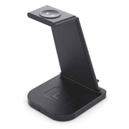เครื่องชาร์จไร้สายมัลติฟังก์ชั่นแนวตั้ง 10W 3 in 1 QC 3.0 พร้อมฟังก์ชั่นขาตั้งเหมาะสำหรับโทรศัพท์มือถือ / Apple Watch / AirPods