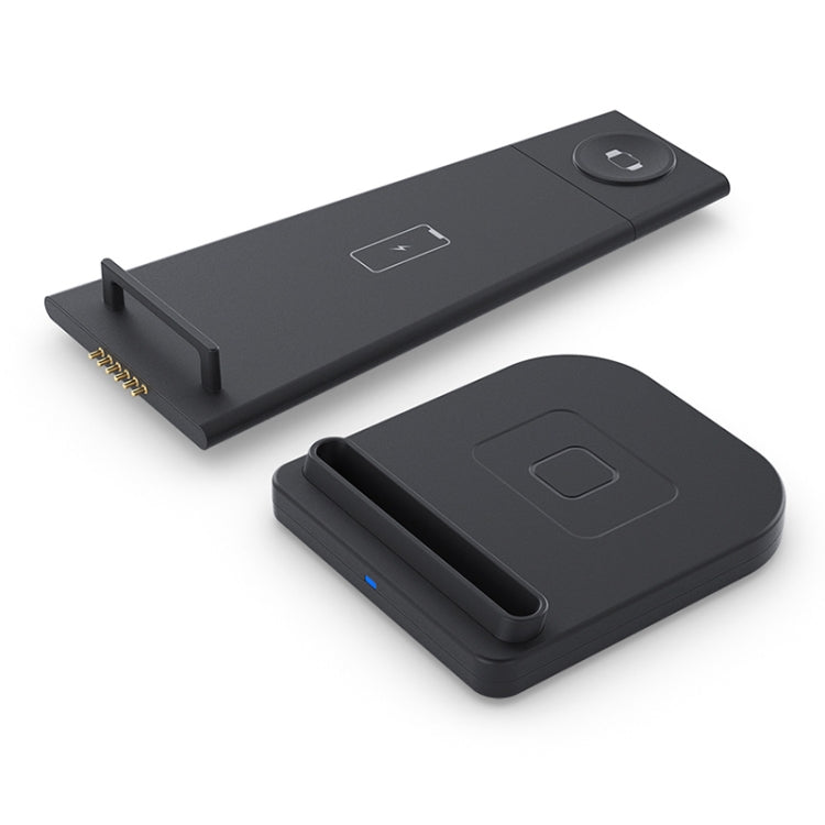 เครื่องชาร์จไร้สายมัลติฟังก์ชั่นแนวตั้ง 10W 3 in 1 QC 3.0 พร้อมฟังก์ชั่นขาตั้งเหมาะสำหรับโทรศัพท์มือถือ / Apple Watch / AirPods