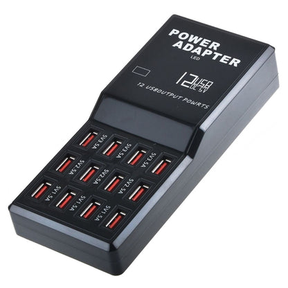 W-858 12A 12 พอร์ต USB แท่นชาร์จอย่างรวดเร็วแท่นชาร์จอัจฉริยะเดสก์ท็อป AC100-240V, US Plug, US Plug