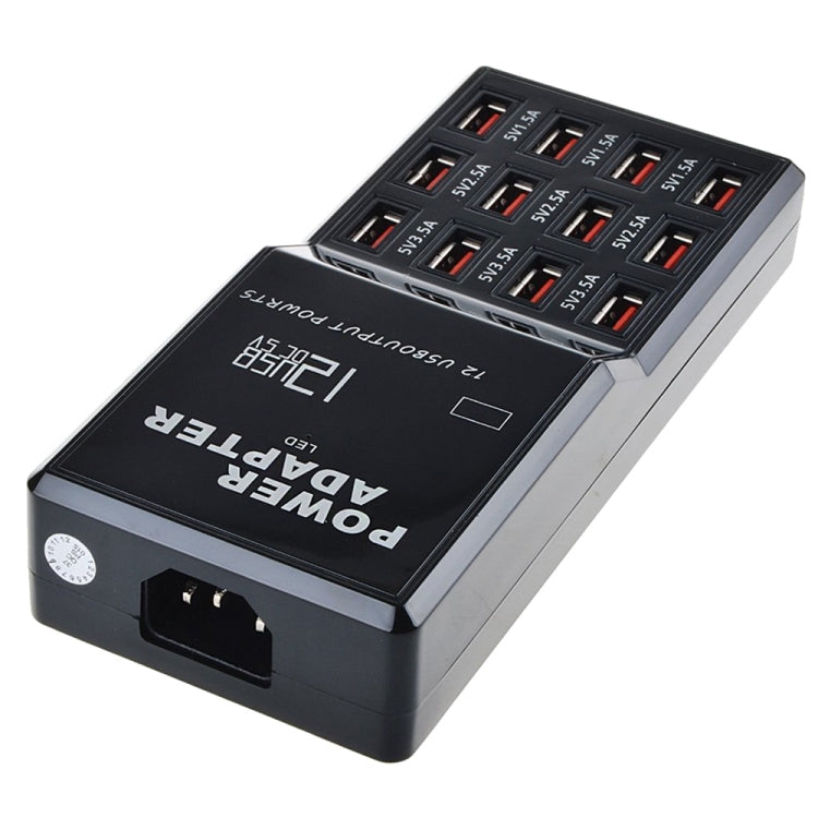 W-858 12A 12 พอร์ต USB แท่นชาร์จอย่างรวดเร็วแท่นชาร์จอัจฉริยะเดสก์ท็อป AC100-240V, US Plug, US Plug