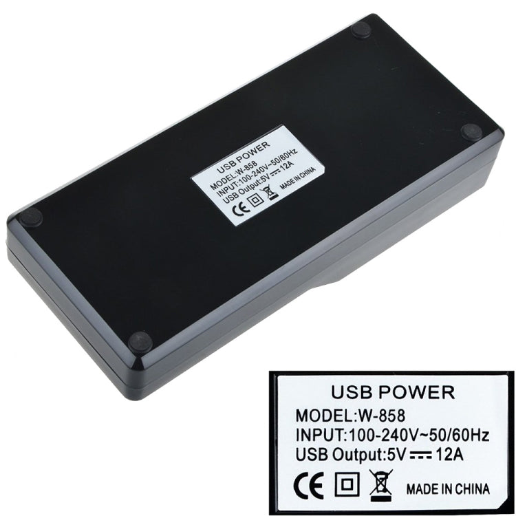 W-858 12A 12 พอร์ต USB แท่นชาร์จอย่างรวดเร็วแท่นชาร์จอัจฉริยะเดสก์ท็อป AC100-240V, US Plug, US Plug