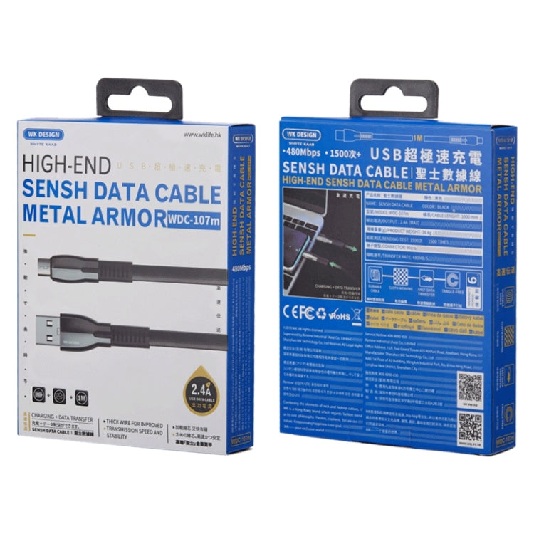 WK WDC-107i 1m 2.4A Saint Zinc Alloy Series USB ถึง 8 Pin Data Sync สายชาร์จ, 8 Pin