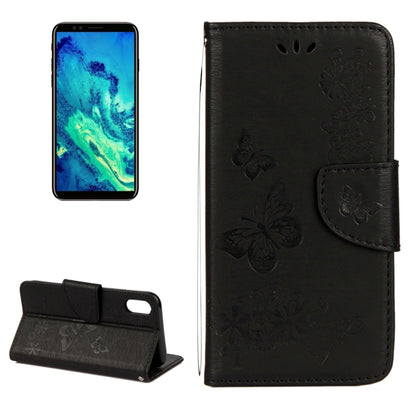 สำหรับ iPhone X / XS ซองหนังพลิกแนวนอนลายดอกไม้ผีเสื้อพร้อมตัวยึดและช่องเสียบการ์ดและกระเป๋าสตางค์และเชือกเส้นเล็ก, For X