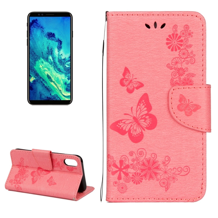 สำหรับ iPhone X / XS ซองหนังพลิกแนวนอนลายดอกไม้ผีเสื้อพร้อมตัวยึดและช่องเสียบการ์ดและกระเป๋าสตางค์และเชือกเส้นเล็ก, For X
