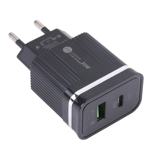 46-A2C2 20W PD + QC3.0 USB ที่ชาร์จเร็วมัลติฟังก์ชั่น， ปลั๊ก EU, EU Plug