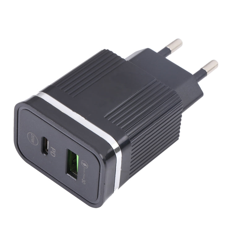 46-A2C2 20W PD + QC3.0 USB ที่ชาร์จเร็วมัลติฟังก์ชั่น， ปลั๊ก EU, EU Plug