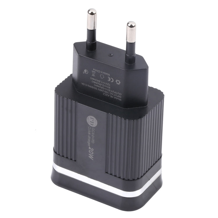 46-A2C2 20W PD + QC3.0 USB ที่ชาร์จเร็วมัลติฟังก์ชั่น， ปลั๊ก EU, EU Plug
