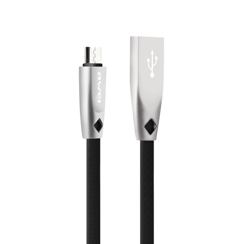 AWEI CL-96 USB เป็น Micro USB แบบพกพา TPE + สายเคเบิลข้อมูลโลหะผสมอลูมิเนียม, 2A, ความยาว: 1 ม.