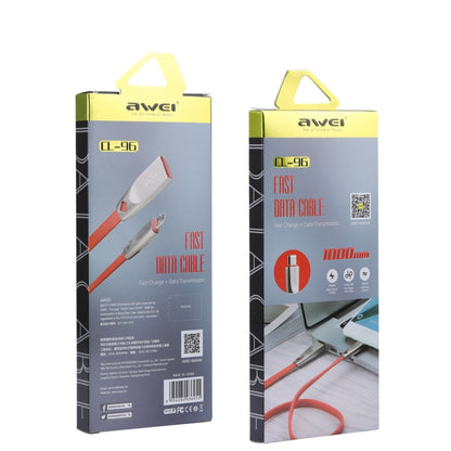 AWEI CL-96 USB เป็น Micro USB แบบพกพา TPE + สายเคเบิลข้อมูลโลหะผสมอลูมิเนียม, 2A, ความยาว: 1 ม.