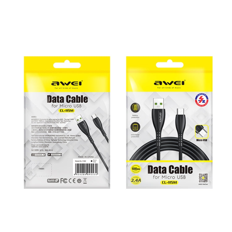 awei CL-115M 1 ม. 2.4A สายชาร์จ USB เป็น Micro USB
