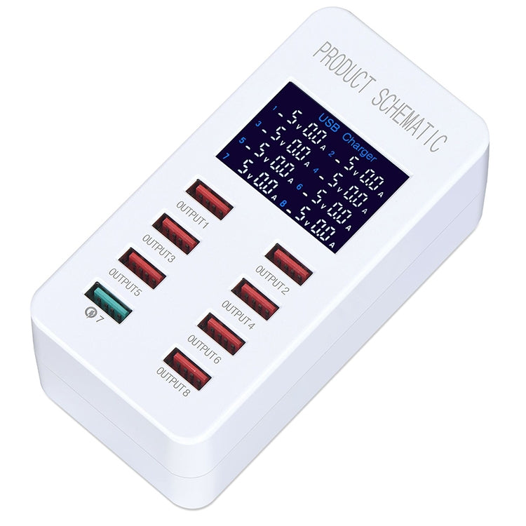 A8 40W 8 พอร์ต USB + QC3.0 สถานีชาร์จอัจฉริยะพร้อมจอแสดงผลดิจิตอล AC100-240V, ปลั๊ก AU, A8 AU Plug