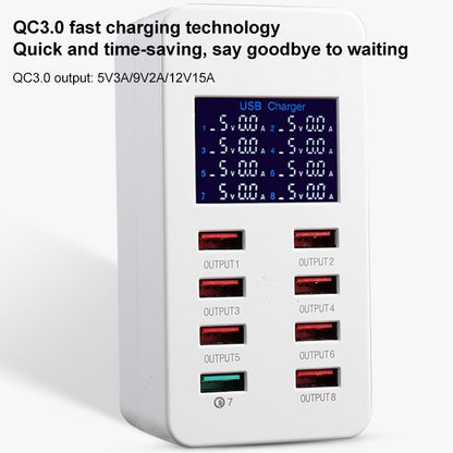 A8 40W 8 พอร์ต USB + QC3.0 สถานีชาร์จอัจฉริยะพร้อมจอแสดงผลดิจิตอล AC100-240V, ปลั๊ก AU, A8 AU Plug