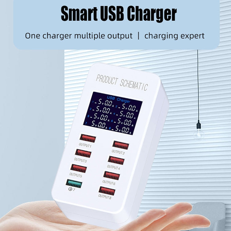 A8 40W 8 พอร์ต USB + QC3.0 สถานีชาร์จอัจฉริยะพร้อมจอแสดงผลดิจิตอล AC100-240V, ปลั๊ก AU, A8 AU Plug