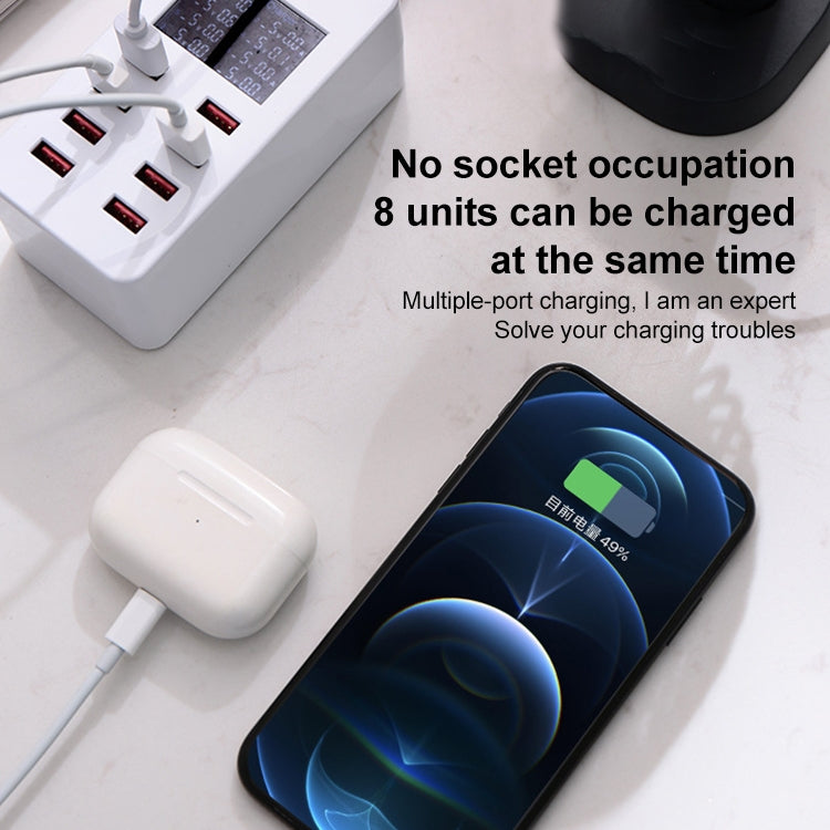 A8 40W 8 พอร์ต USB + QC3.0 สถานีชาร์จอัจฉริยะพร้อมจอแสดงผลดิจิตอล AC100-240V, ปลั๊ก AU, A8 AU Plug