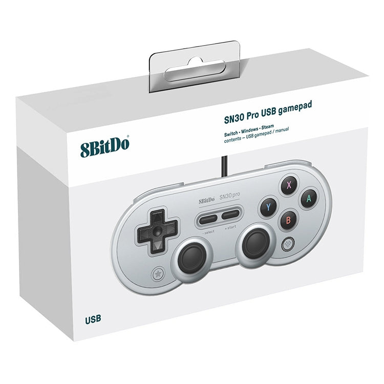 8Bitdo SN30 PRO จอยสติ๊กเกมแพดแบบมีสาย USB สำหรับสวิตช์ / Steam / PC, SN30 PRO Wired(Grey)