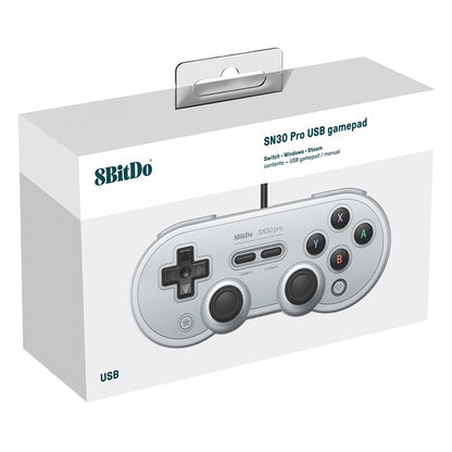 8Bitdo SN30 PRO จอยสติ๊กเกมแพดแบบมีสาย USB สำหรับสวิตช์ / Steam / PC, SN30 PRO Wired(Grey)