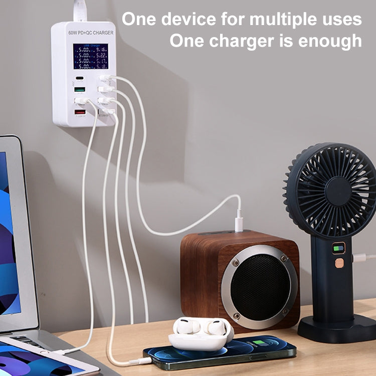 A8T 40W 8 พอร์ต USB QC3.0 USBC / TypeC สถานีชาร์จอัจฉริยะพร้อมจอแสดงผลดิจิตอล AC100240V, ปลั๊ก UK, A8T UK Plug