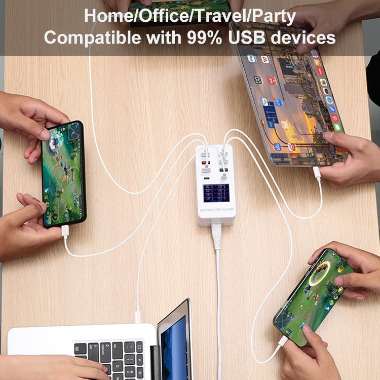 A8T 40W 8 พอร์ต USB QC3.0 USBC / TypeC สถานีชาร์จอัจฉริยะพร้อมจอแสดงผลดิจิตอล AC100240V, ปลั๊ก UK, A8T UK Plug