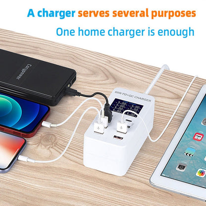 A8T 40W 8 พอร์ต USB QC3.0 USBC / TypeC สถานีชาร์จอัจฉริยะพร้อมจอแสดงผลดิจิตอล AC100240V, ปลั๊ก UK, A8T UK Plug