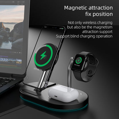 S20 เครื่องชาร์จไร้สายแม่เหล็กมัลติฟังก์ชั่น 15W 4 in 1 พร้อมไฟกลางคืนและที่วางสำหรับโทรศัพท์มือถือ / AirPods, S20 White