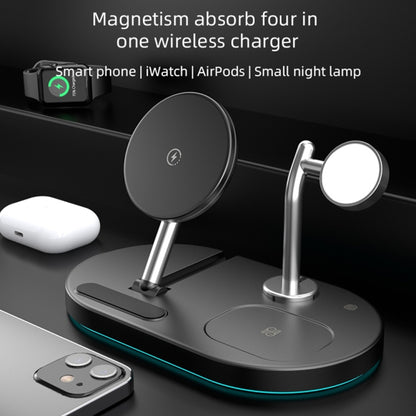 S20 เครื่องชาร์จไร้สายแม่เหล็กมัลติฟังก์ชั่น 15W 4 in 1 พร้อมไฟกลางคืนและที่วางสำหรับโทรศัพท์มือถือ / AirPods, S20 White