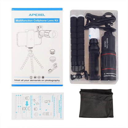 APEXEL APL-T18XBZJ5 4 ใน 1 กล้องโทรทรรศน์ 18X + เลนส์กว้าง 0.63X + เลนส์ Fisheye 198 องศา + เลนส์มาโคร 15X Universal กล้องภายนอกเลนส์โทรศัพท์, APL-T18XBZJ5