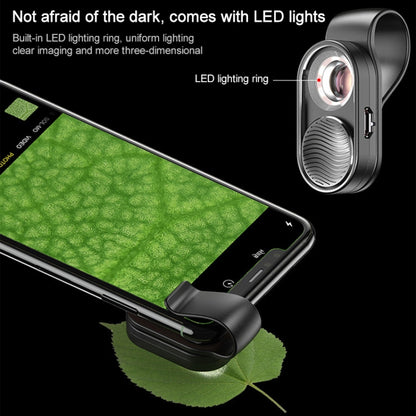 APEXEL APL-MS001 100X กล้องจุลทรรศน์สำหรับสมาร์ทโฟนพร้อมไฟ LED, APL-MS001