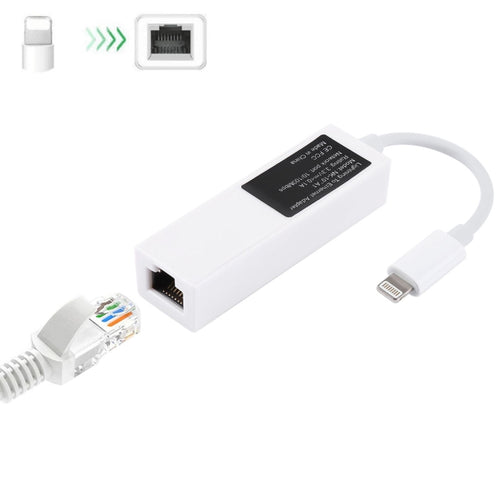 NK107A1 8 Pin to RJ45 Ethernet LAN Network Adapter Cable สำหรับ iPhone / iPad Series, ความยาวรวม: 16 ซม.