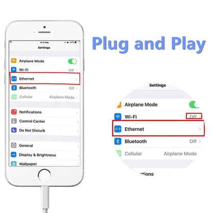 NK107A1 8 Pin to RJ45 Ethernet LAN Network Adapter Cable สำหรับ iPhone / iPad Series, ความยาวรวม: 16 ซม.