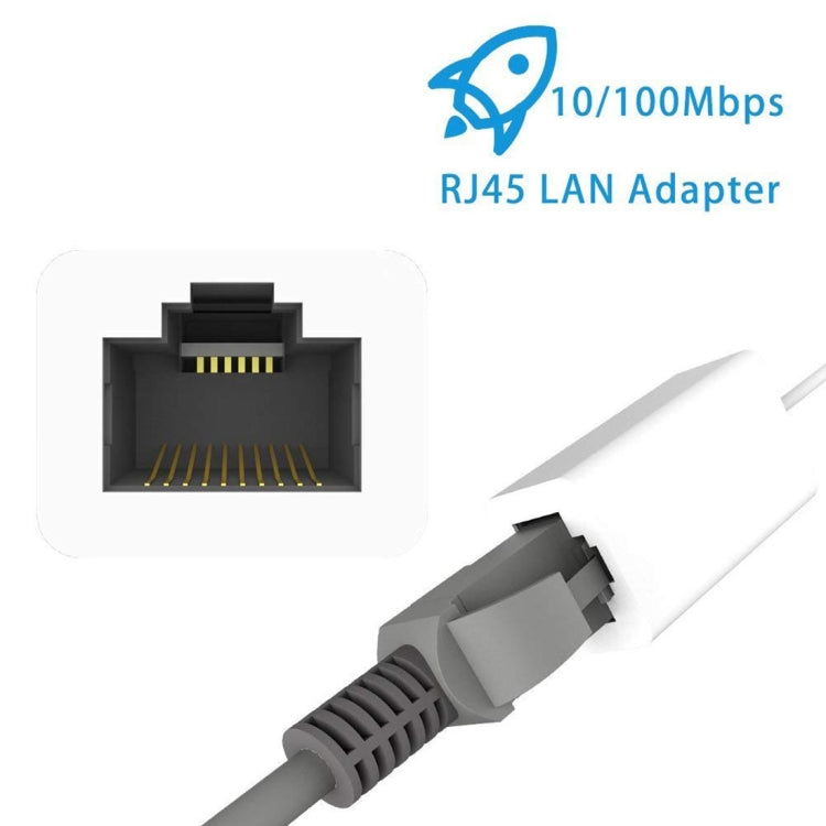 NK107A1 8 Pin to RJ45 Ethernet LAN Network Adapter Cable สำหรับ iPhone / iPad Series, ความยาวรวม: 16 ซม.