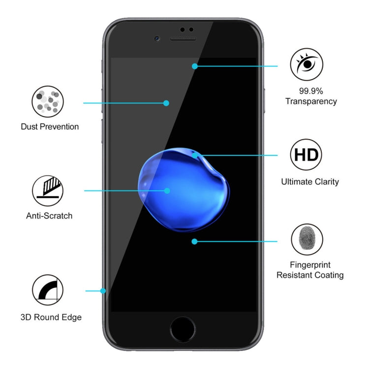 ENKAY Hat-Prince 0.26mm 9H ความแข็งพื้นผิว 6D ขอบโค้งเต็มหน้าจอฟิล์มกระจกนิรภัยสำหรับ iPhone 7 Plus และ 8 Plus, For 7P & 8P