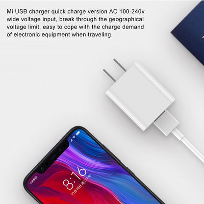 Original Xiaomi 18W Wall Charger Adapter พอร์ต USB Quick Charger, US Plug, 18W