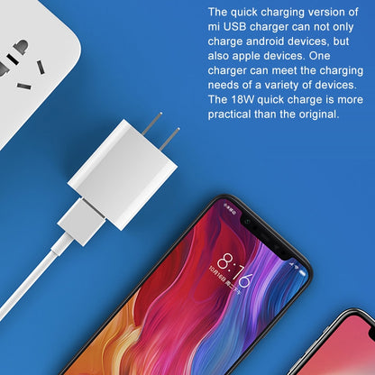 Original Xiaomi 18W Wall Charger Adapter พอร์ต USB Quick Charger, US Plug, 18W