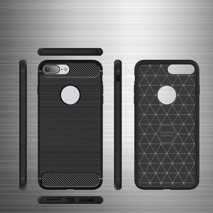 สำหรับ iPhone 8 Plus Brushed Texture Fiber เคสป้องกันเกราะที่ทนทาน TPU, For iPhone 8 Plus