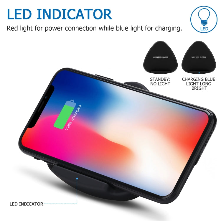 QK11 10W ABS + PC แท่นชาร์จไร้สาย Qi ชาร์จเร็ว, QK11 Black, QK11 Gold, QK11 Blue