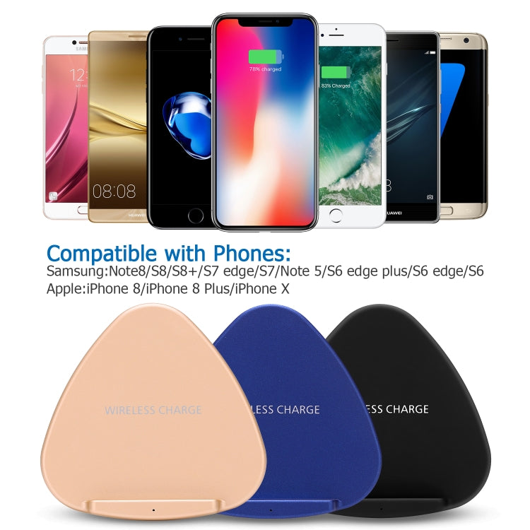 QK11 10W ABS + PC แท่นชาร์จไร้สาย Qi ชาร์จเร็ว, QK11 Black, QK11 Gold, QK11 Blue