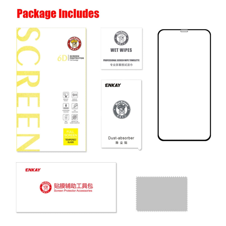 สำหรับ iPhone 11 Pro / XS / X ENKAY HatPrince 0.26mm 9H 6D ฟิล์มกระจกนิรภัยแบบเต็มหน้าจอโค้ง, For X / XS (6D)