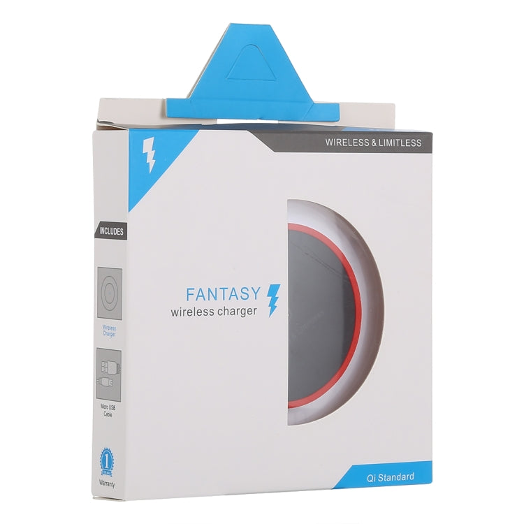 FANTASY 5V 1A เอาต์พุต Qi เครื่องชาร์จไร้สายบางเฉียบมาตรฐานพร้อมไฟแสดงการชาร์จ รองรับโทรศัพท์มาตรฐาน QI, FANTASY 5V 1A, FANTASY White