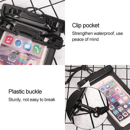 กระเป๋ากันน้ำ PVC ใสอเนกประสงค์ IPX8 พร้อมเชือกเส้นเล็กสำหรับสมาร์ทโฟนที่มีขนาดต่ำกว่า 6.3 นิ้ว