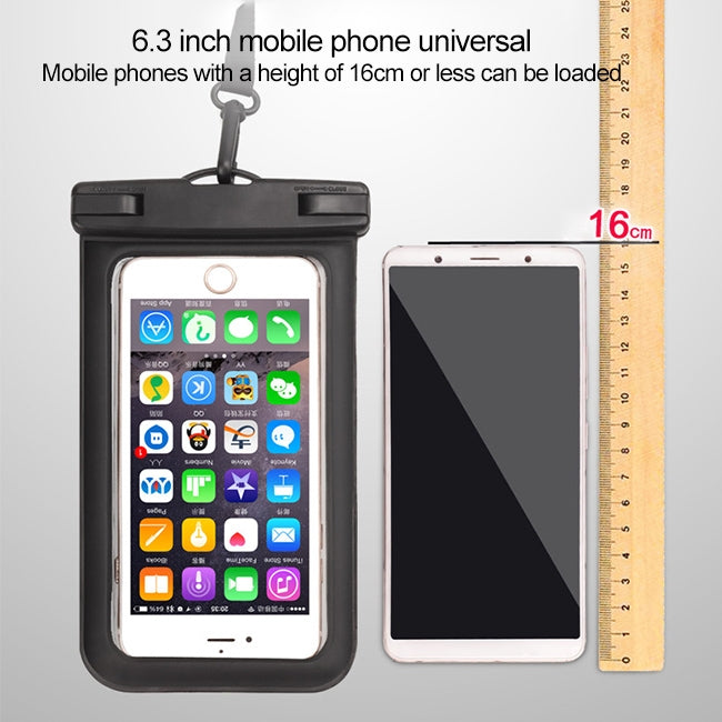 กระเป๋ากันน้ำ PVC ใสอเนกประสงค์ IPX8 พร้อมเชือกเส้นเล็กสำหรับสมาร์ทโฟนที่มีขนาดต่ำกว่า 6.3 นิ้ว