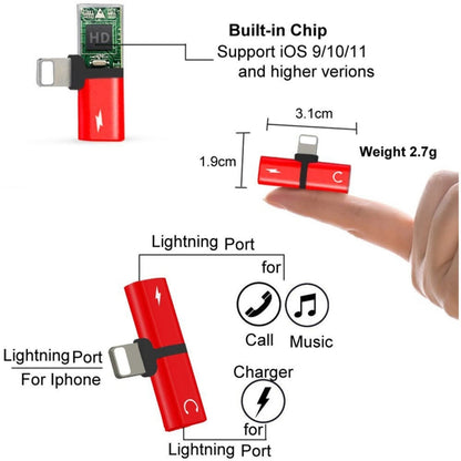 2 in 1 8 Pin 5V 1A ฟังโทรตัวแปลงเสียงอะแดปเตอร์หูฟัง