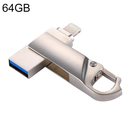RQW-10F 2 ใน 1 USB 2.0 และ 8 พิน 64GB แฟลชไดรฟ์พวงกุญแจ, RQW-10F