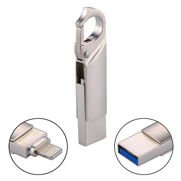 RQW-10F 2 ใน 1 USB 2.0 และ 8 พิน 64GB แฟลชไดรฟ์พวงกุญแจ, RQW-10F