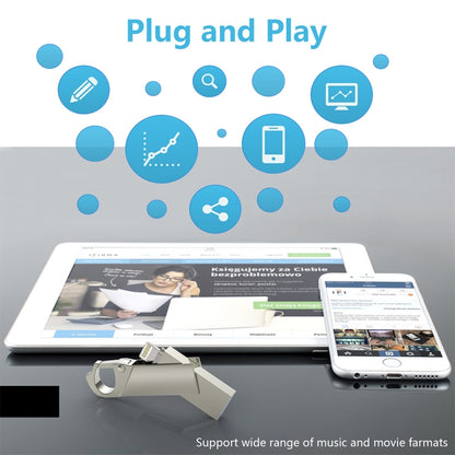 RQW-10F 2 ใน 1 USB 2.0 และ 8 พิน 64GB แฟลชไดรฟ์พวงกุญแจ, RQW-10F